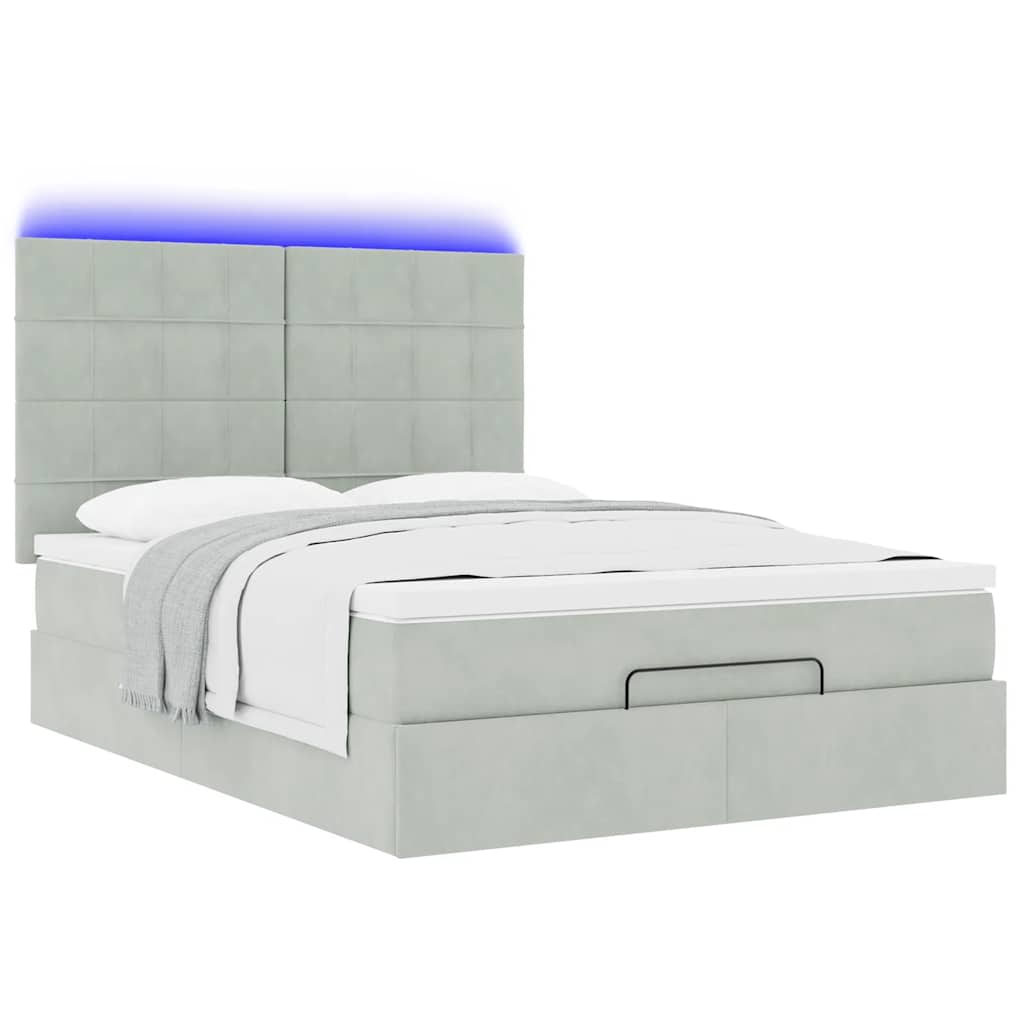 Otomanski krevet s madracima i LED 140x190 cm baršunasti
