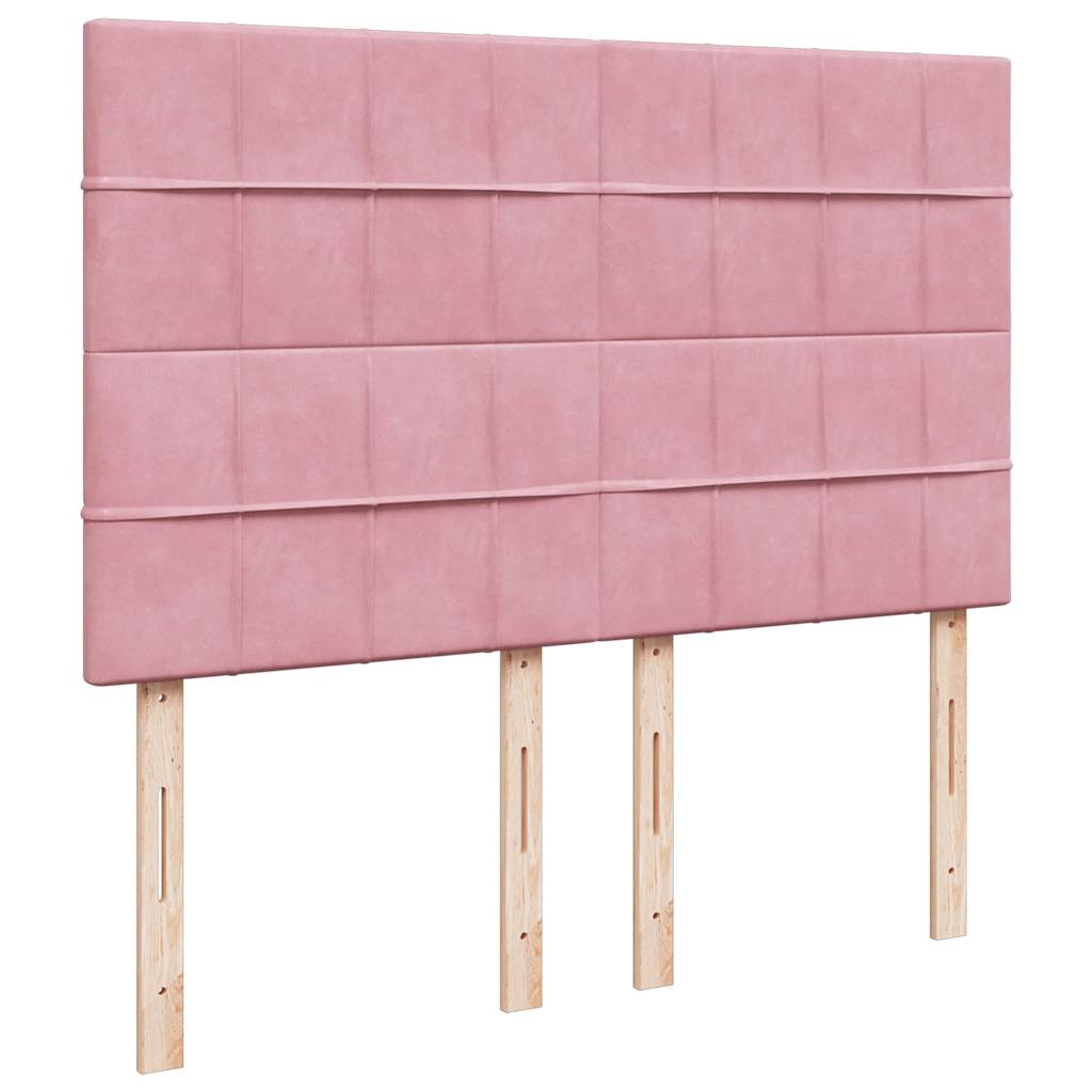 Otomanski krevet s madracima&LED ružičasti 140x190cm baršunasti