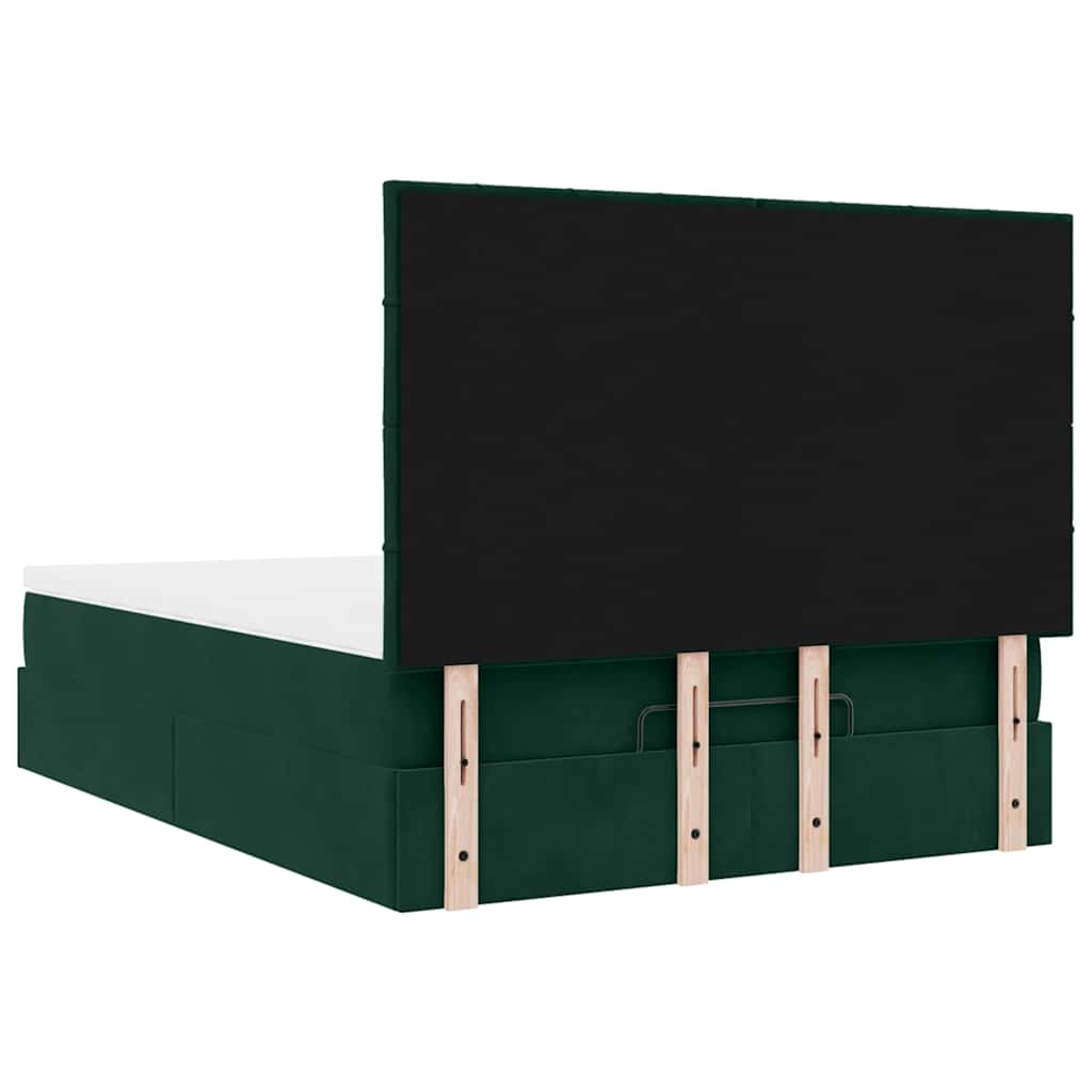 Otomanski krevet s madracima&LED tamnozeleni 140x200cm baršun