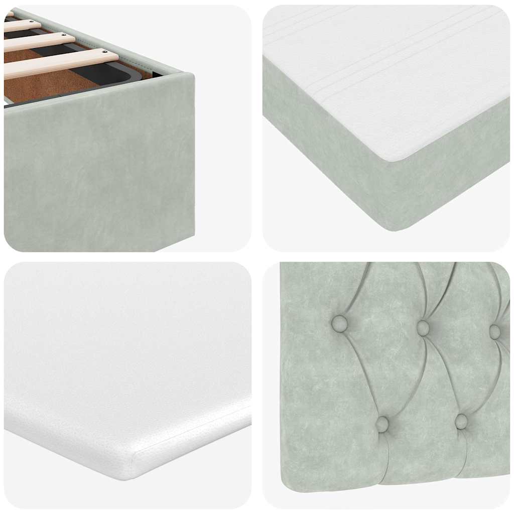Okvir kreveta s madracima svijetlosivi 100x200 cm baršunasti