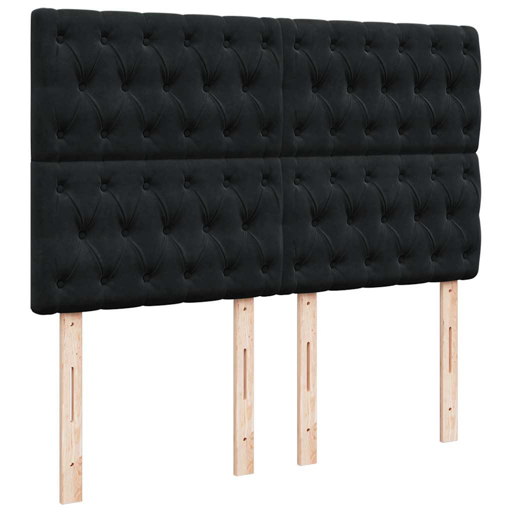 Otomanski krevet s madracima&LED crni 140x190 cm baršunasti