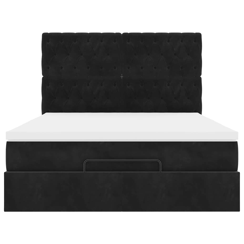 Otomanski krevet s madracima&LED crni 140x190 cm baršunasti
