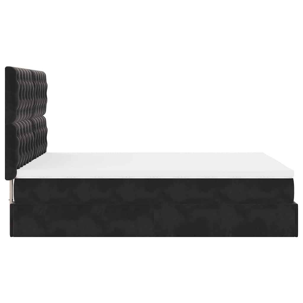 Otomanski krevet s madracima&LED crni 140x190 cm baršunasti