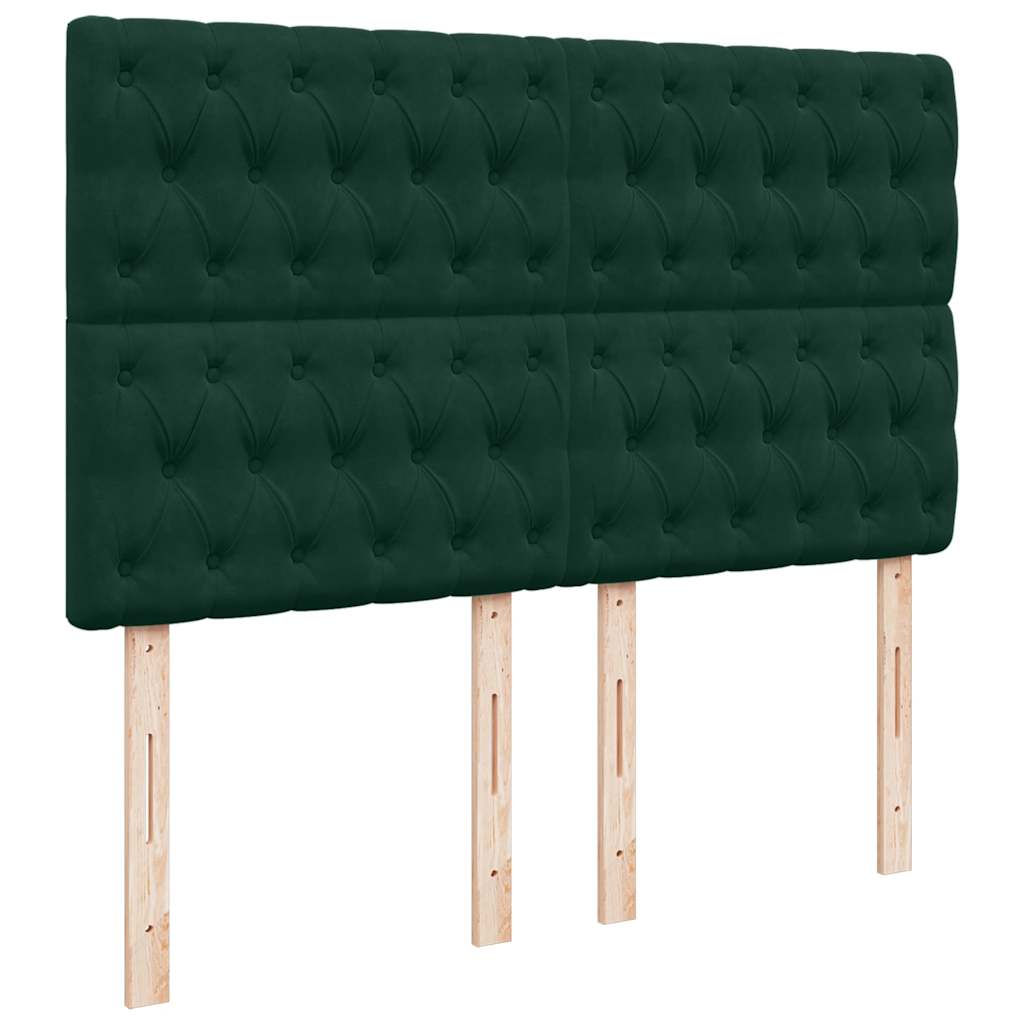 Otomanski krevet s madracima&LED tamnozeleni 140x200cm baršun