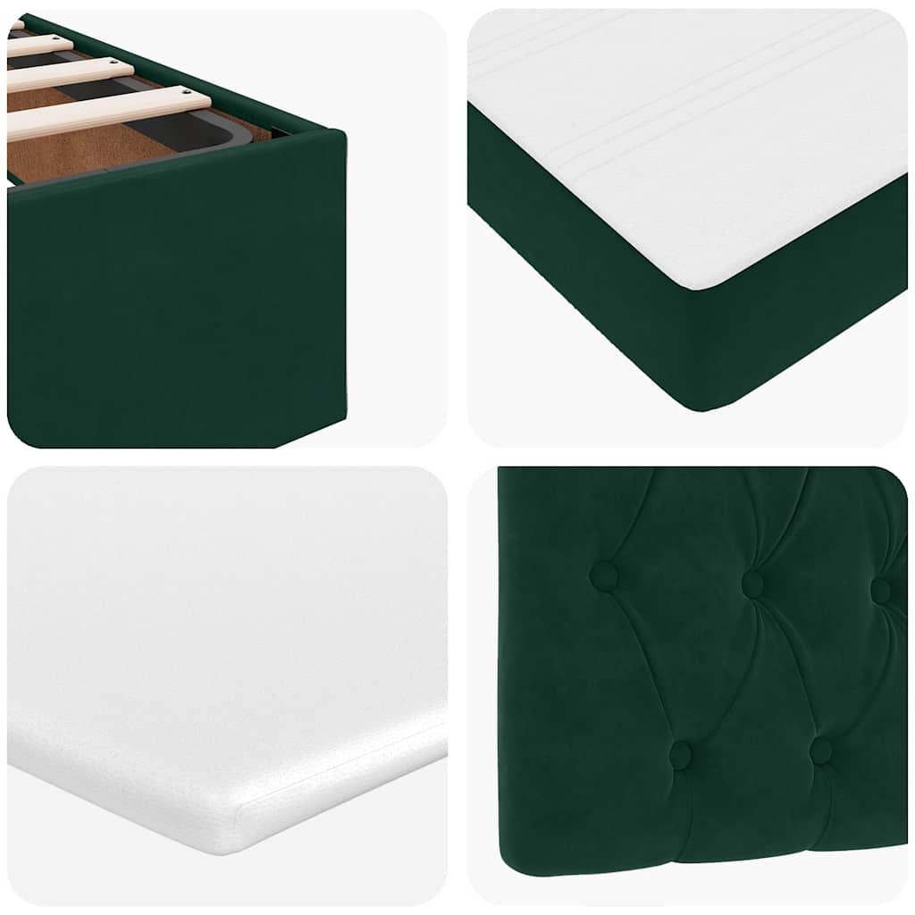 Otomanski krevet s madracima&LED tamnozeleni 140x200cm baršun