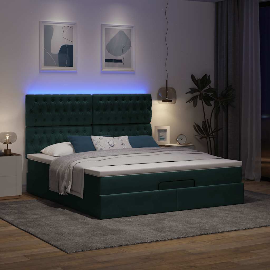 Okvir kreveta s madracima tamnozeleni 160x200cm baršunasti
