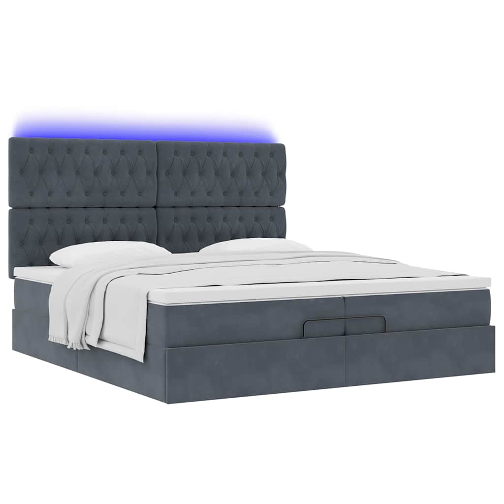 Okvir kreveta s madracima tamnosivi 200x200cm baršunasti