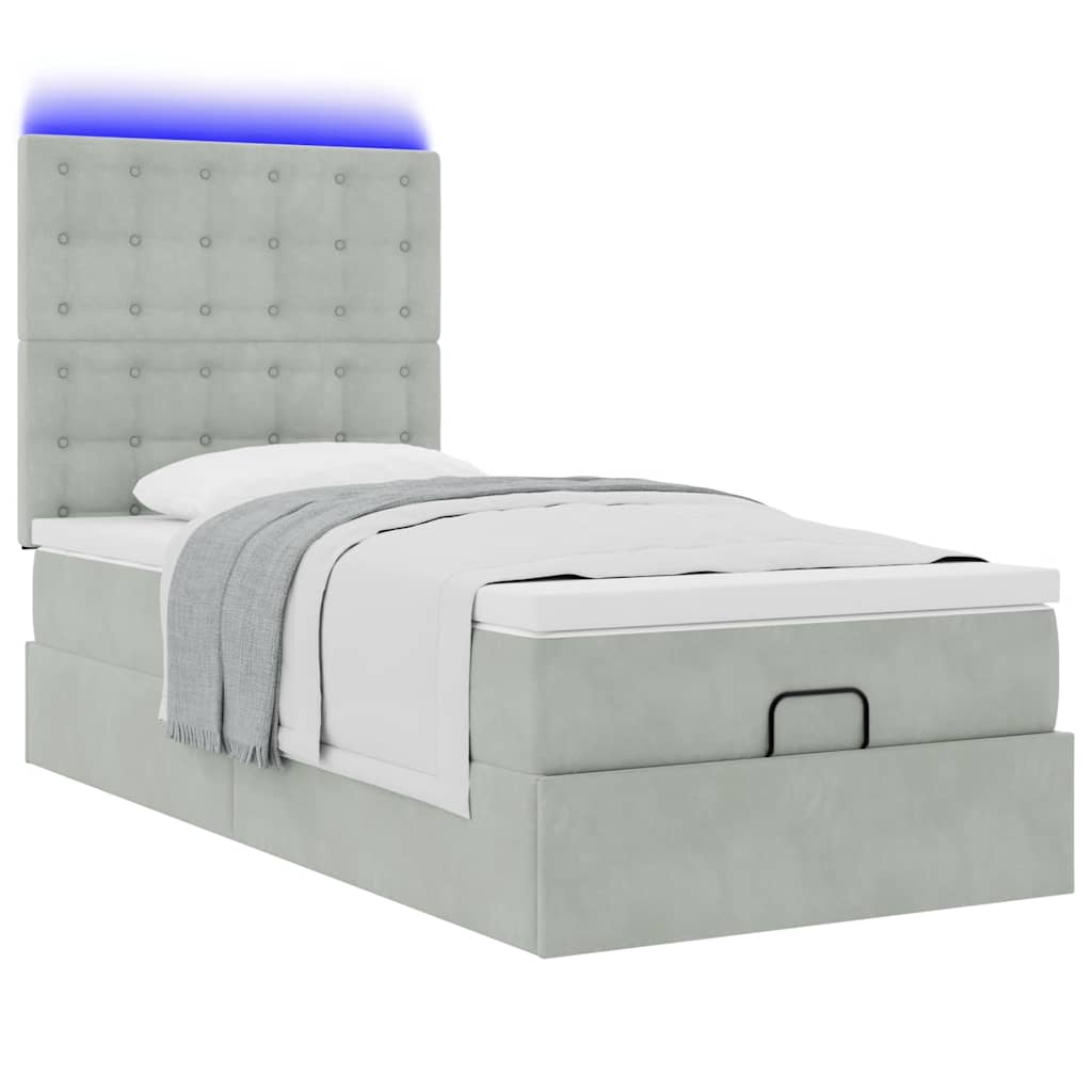 Okvir za krevet s madracima svjetlosivi 80x200 cm baršunasti