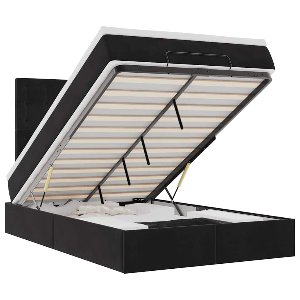 Otomanski krevet s madracima&LED crni 120x200cm baršunasti