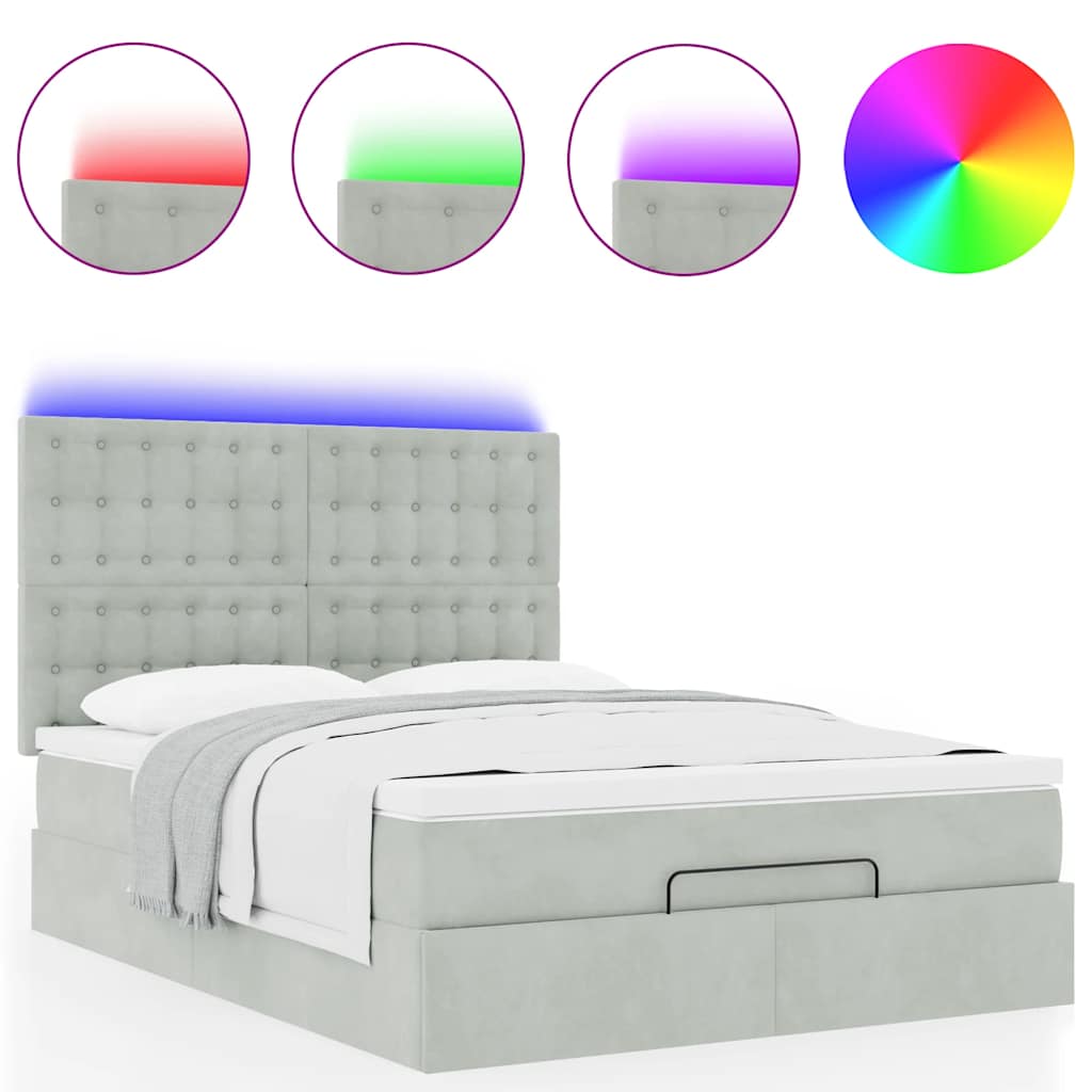 Otomanski krevet s madracima i LED 140x190 cm baršunasti