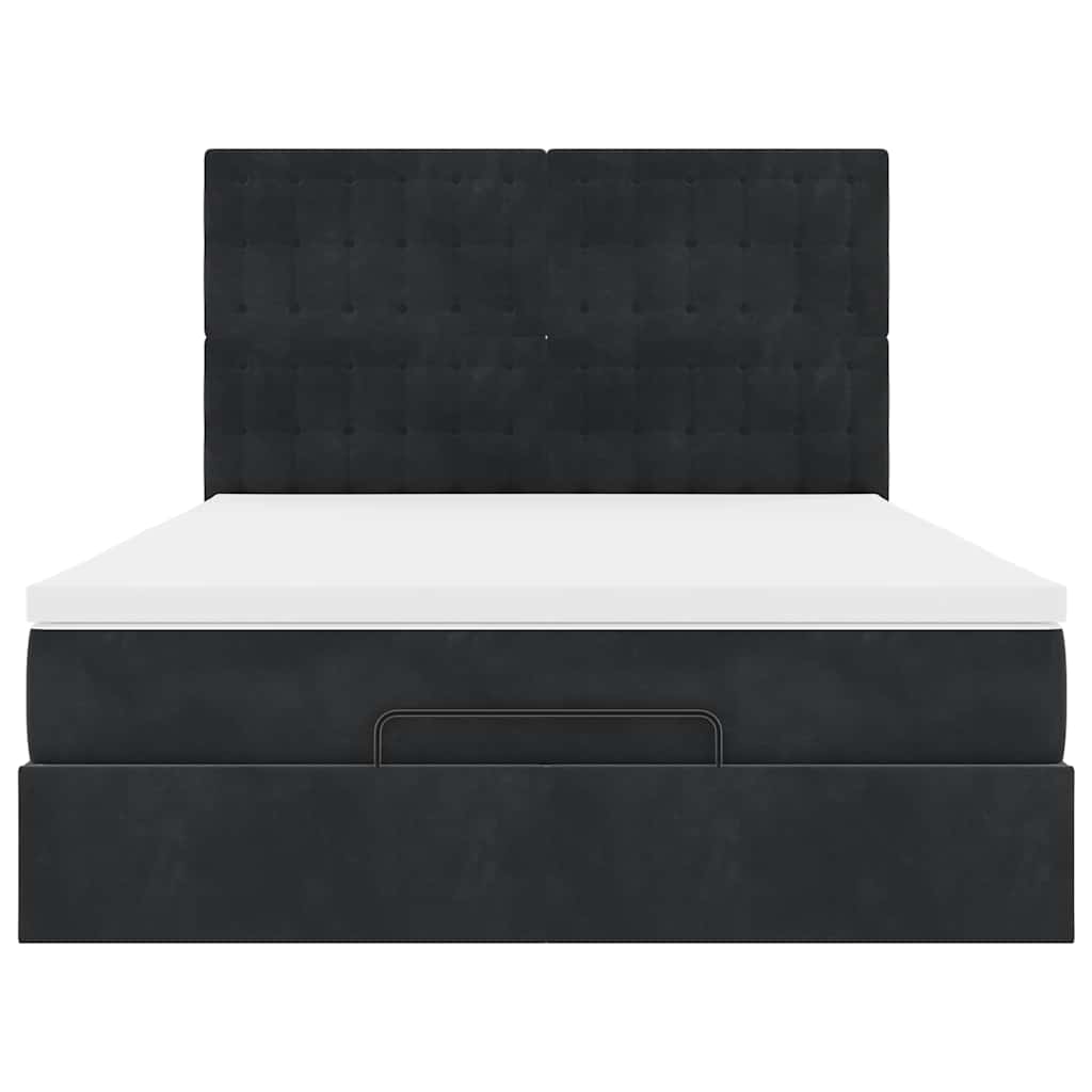 Otomanski krevet s madracima&LED crni 140x190 cm baršunasti