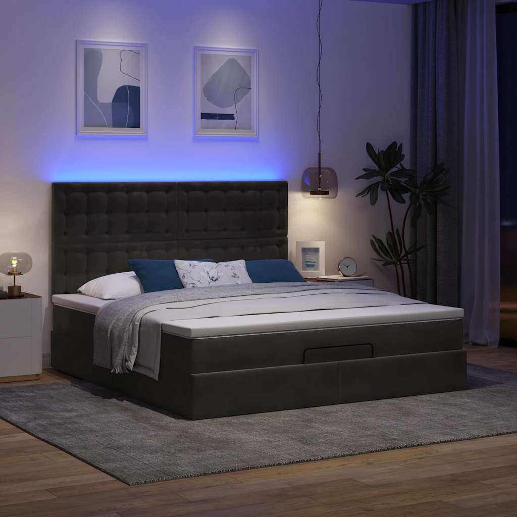 Okvir kreveta s madracima crni 160x200cm baršunasti