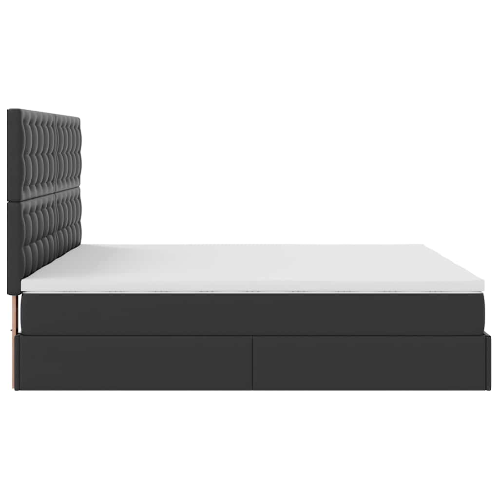 Otomanski krevet s madracima i LED crni 180x200 cm umjetna koža