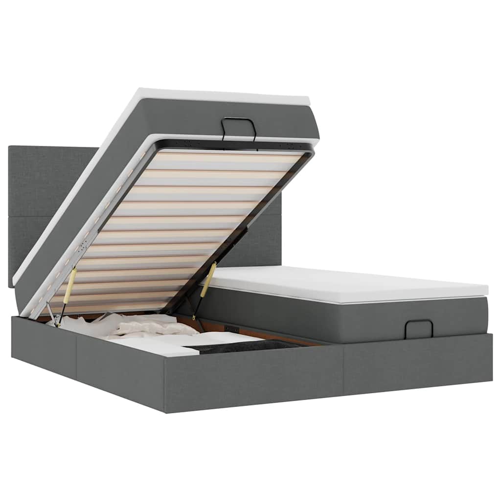 Okvir kreveta s madracima tamnosivi 180x200cm tkanine