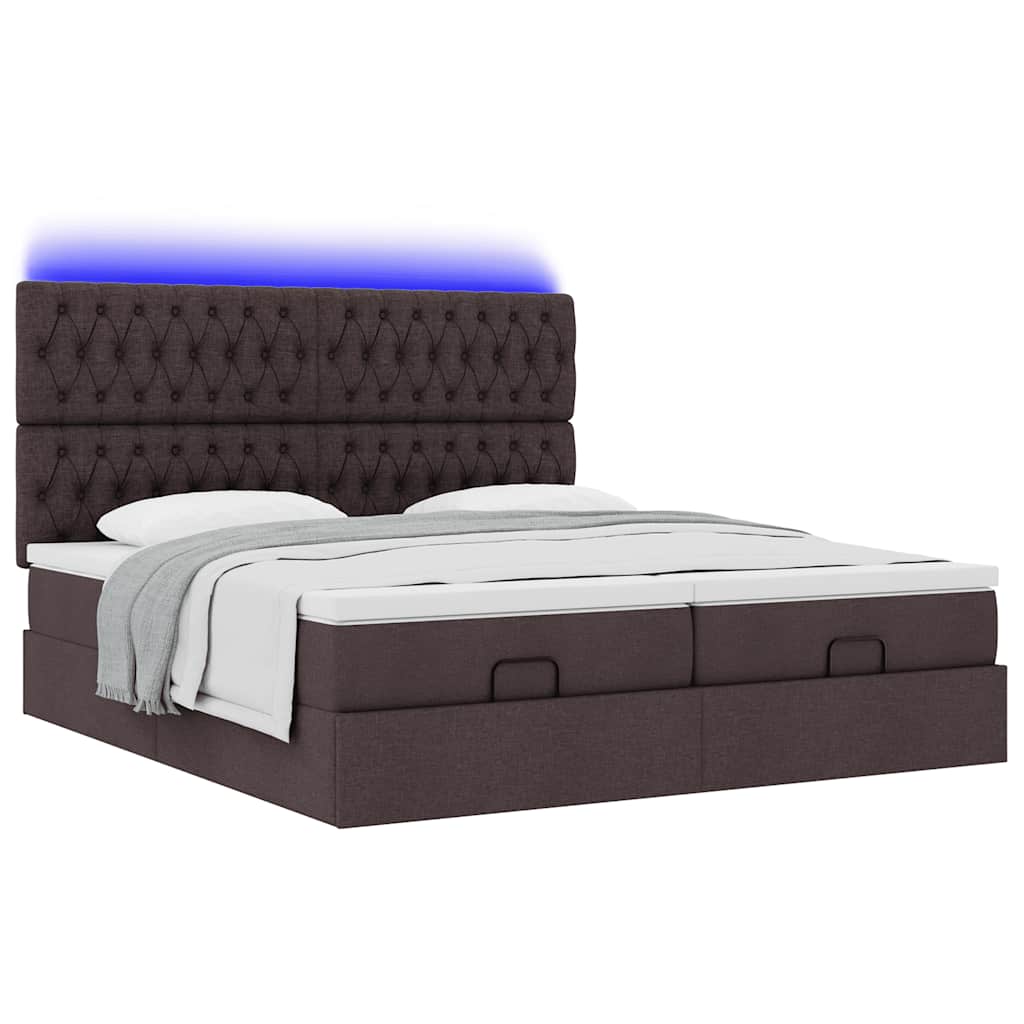 Okvir kreveta s madracima tamnosmeđi 180x200cm tkanine