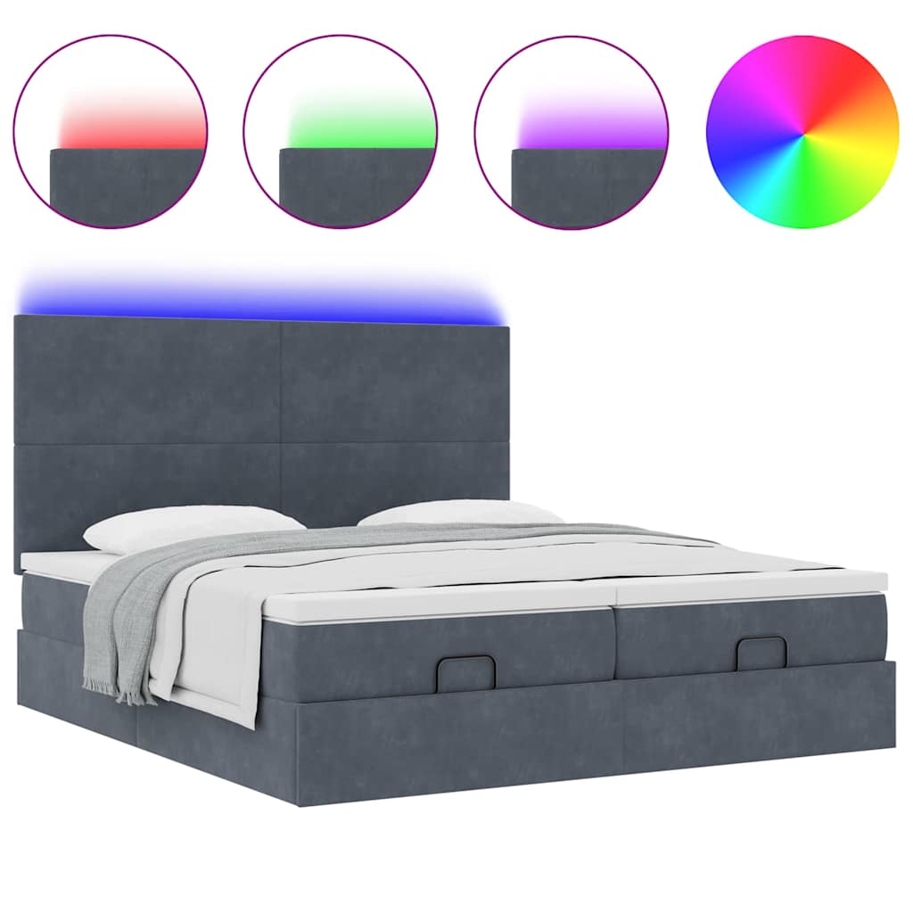 Okvir kreveta s madracima tamnosivi 160x200cm baršunasti