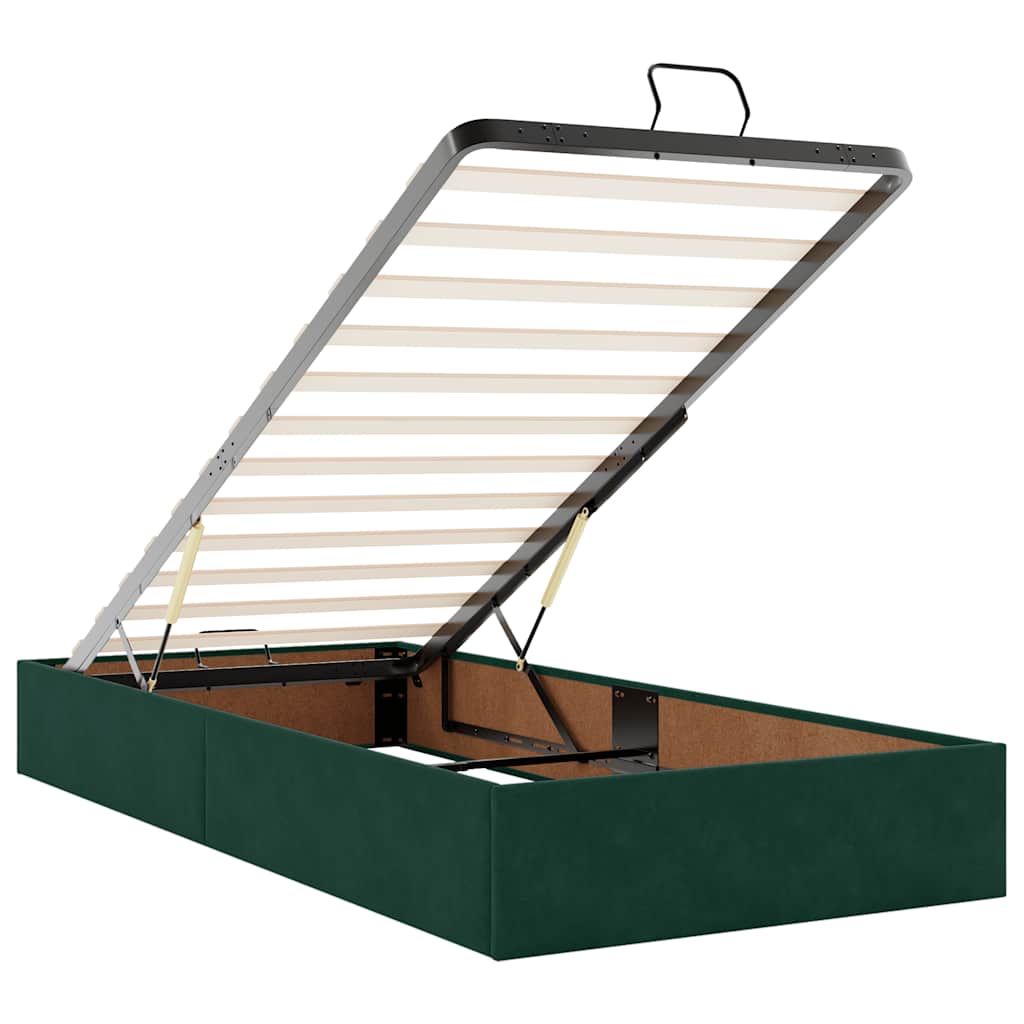 Okvir kreveta s madracima tamnozeleni 200x200cm baršunasti