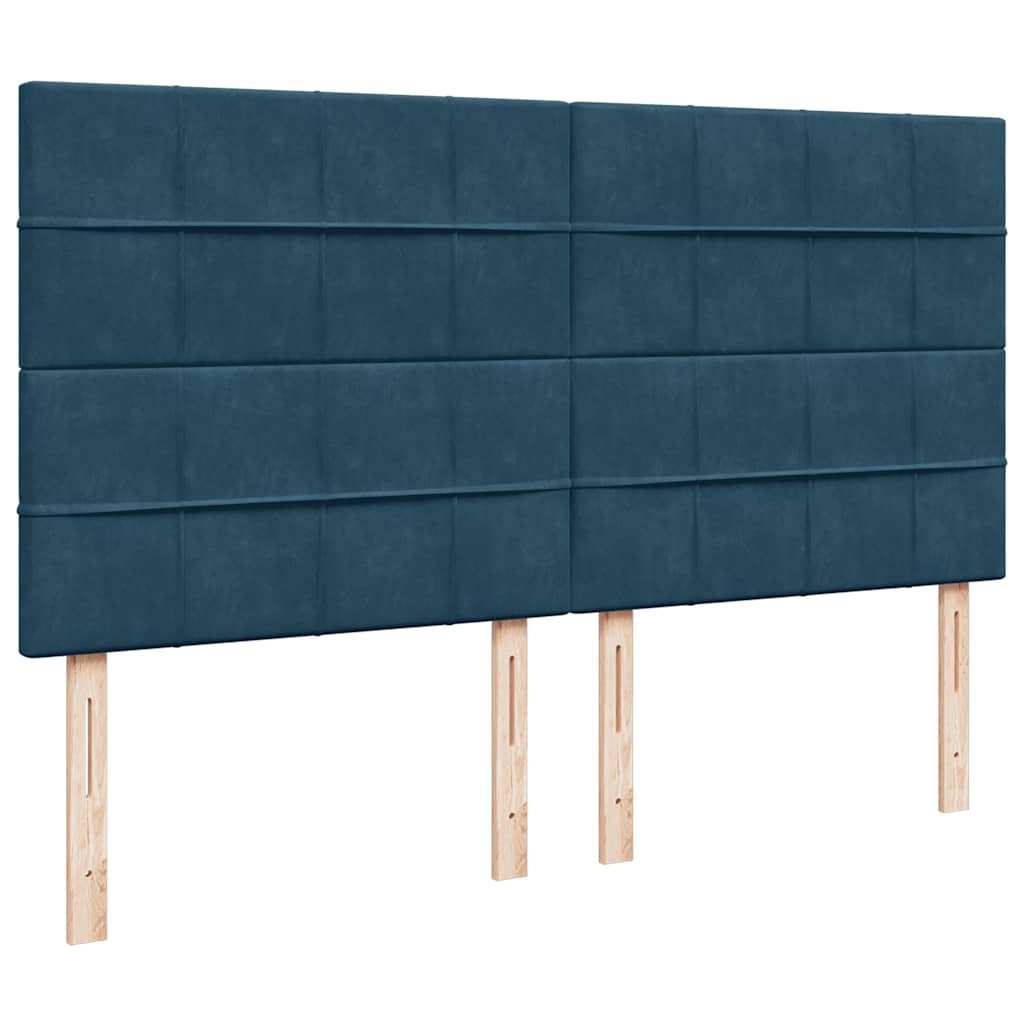 Otomanski okvir kreveta s madracima plavi 200x200cm baršunasti