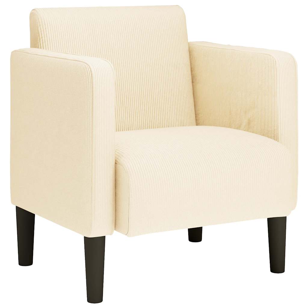 Sofa fotelja s naslonima za ruke krem 54 cm tkanina od samta