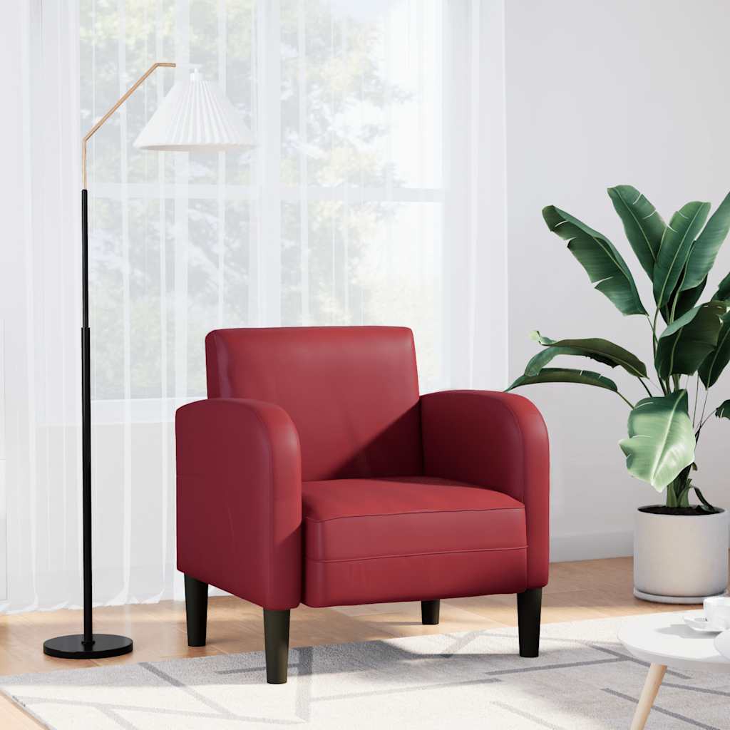 Sofa fotelja s naslonima za ruke vino crvena 54 cm umjetna koža