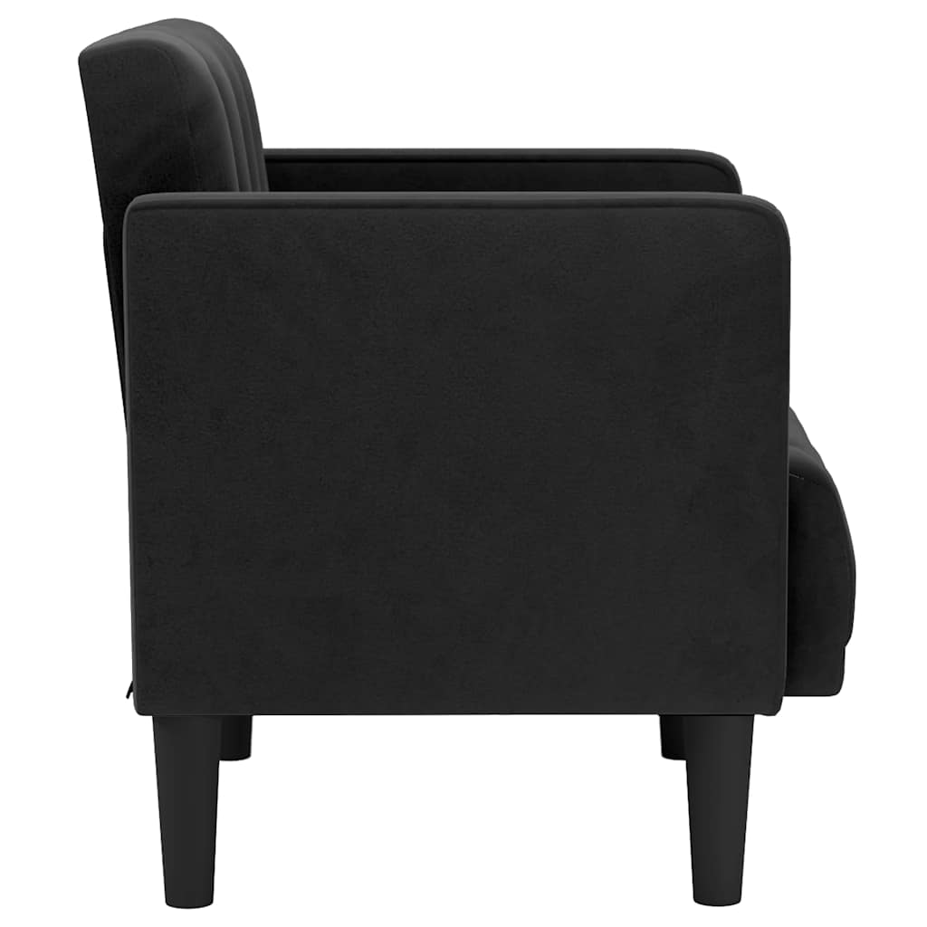 Sofa fotelja s naslonima za ruke crna 53 cm baršunasta