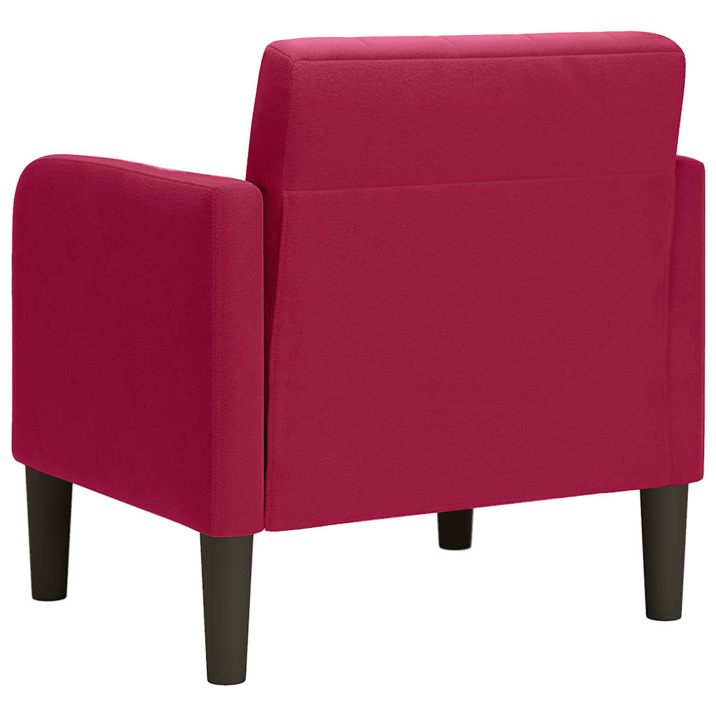 Sofa fotelja s naslonima za ruke vino crvena 54 cm baršun