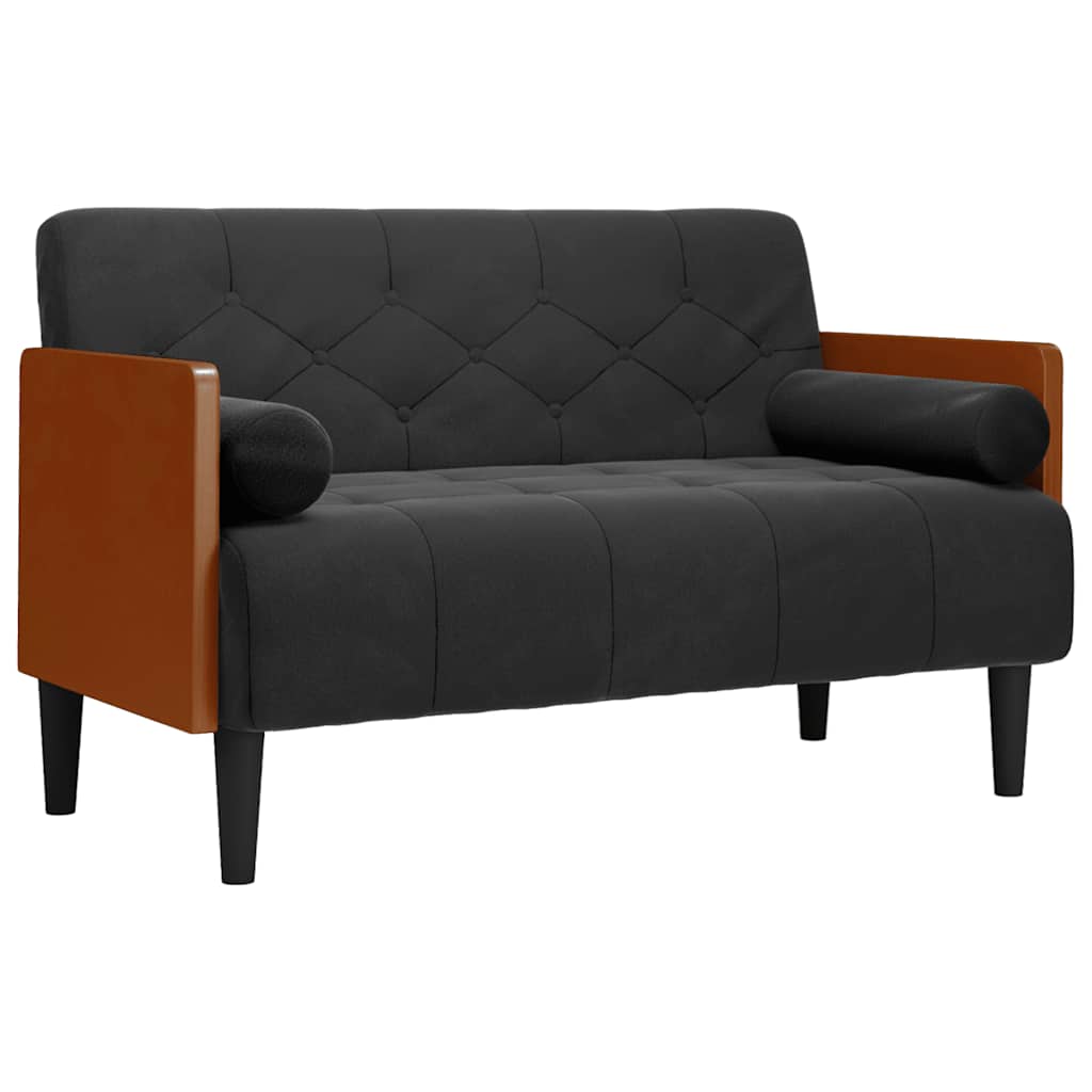 Dvosjed s jastucima, crni, 110 cm, baršun