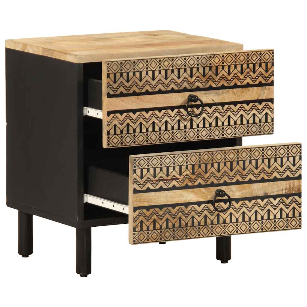 Krevetni ormarić crni 40x33,5x46 cm Puno grubo drvo Mango