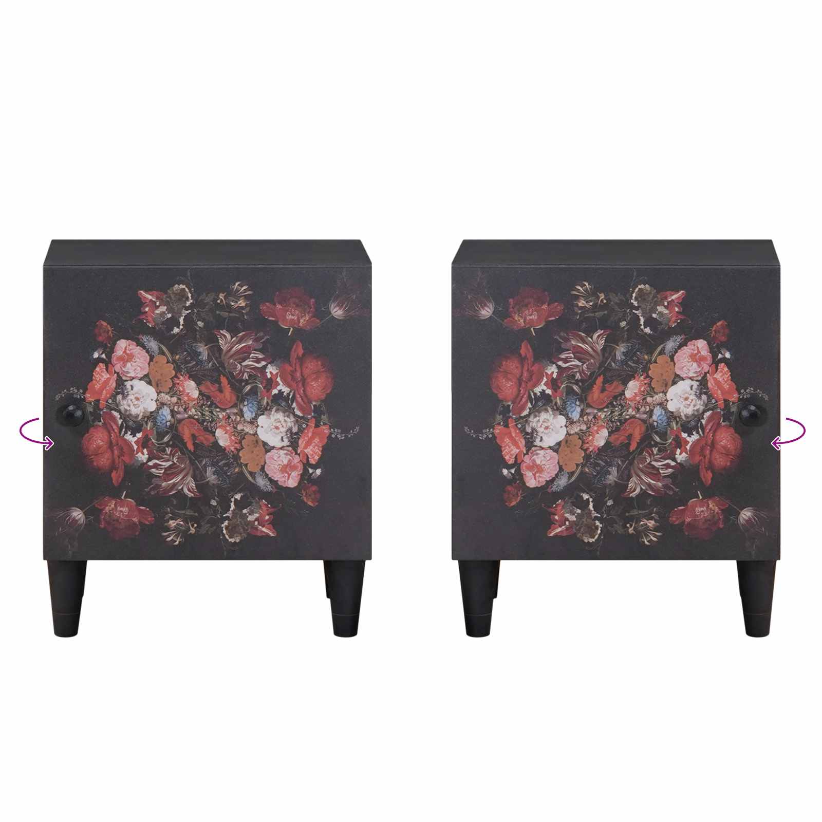 Ormarić s vratima 2 pcs Crna 40 x 33 x 46 cm Čvrsto drvo manga
