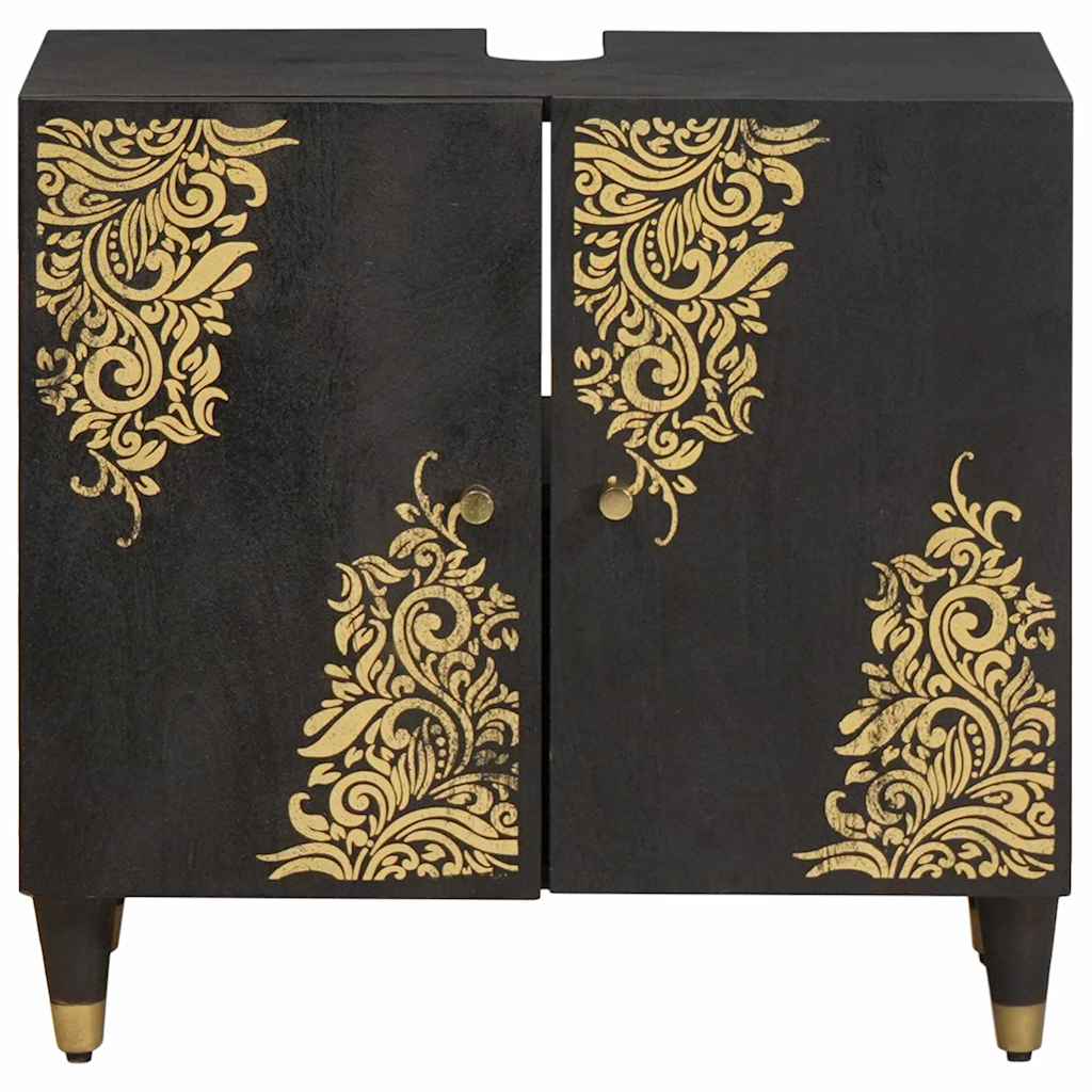Ormarić za umivaonik Crna 62 x 33 x 58 cm Čvrsto drvo manga
