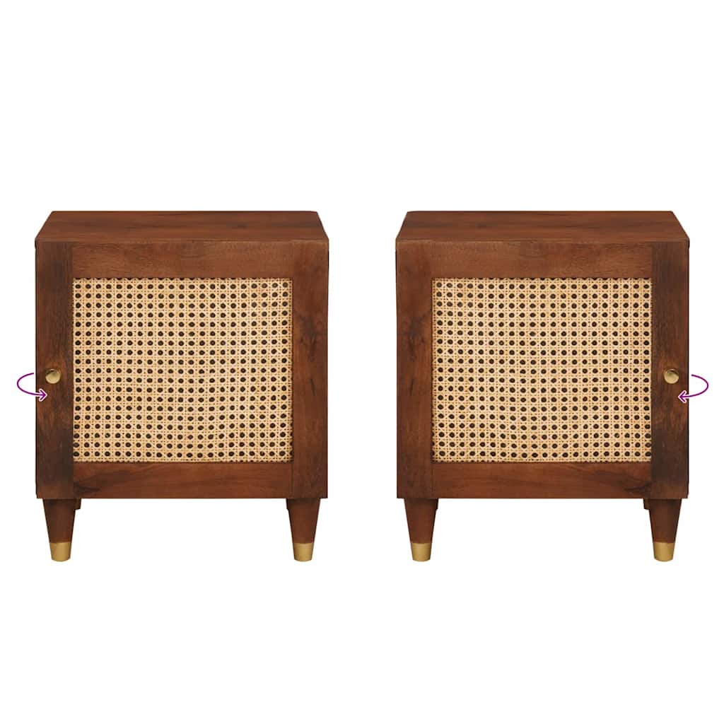 Noćni ormar 2 pcs Smeđa 40 x 33,5 x 46 cm Čvrsto drvo akacije