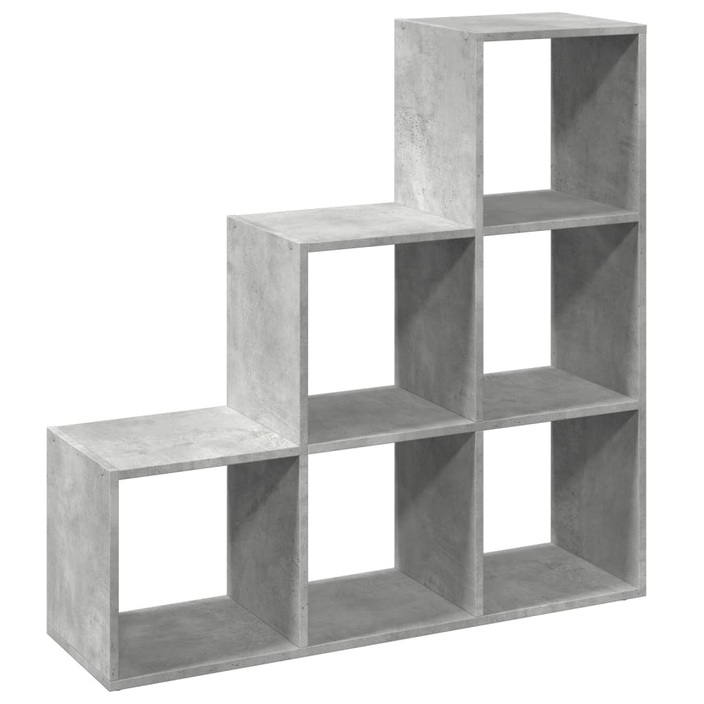 Pregrada / regal za knjige 3 razina sivi 99x29x99 cm drveni
