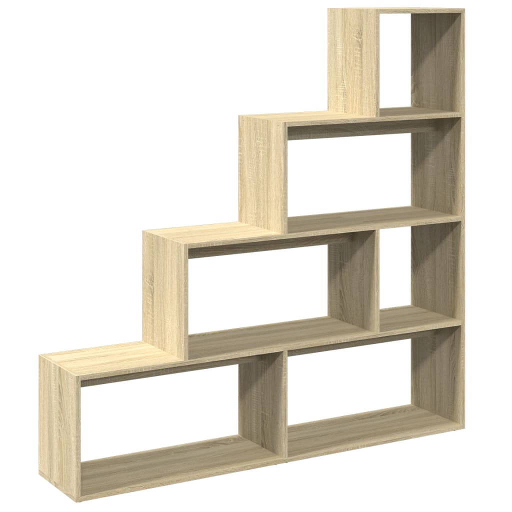 Pregrada/regal za knjige 4 razina hrast 143,5x29x143,5cm drveni