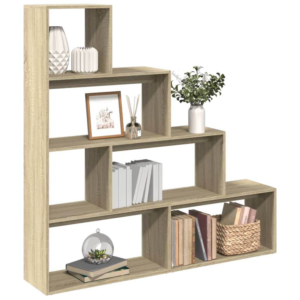 Pregrada/regal za knjige 4 razina hrast 143,5x29x143,5cm drveni