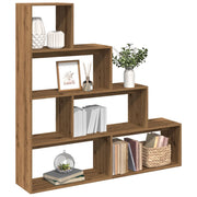 Pregrada/regal za knjige 4 razina hrast 143,5x29x143,5cm drveni