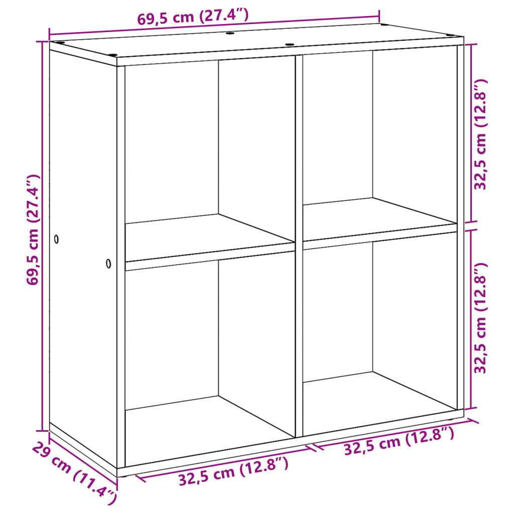 Pregrada / regal za knjige boja drva 69,5x29x69,5 cm drveni
