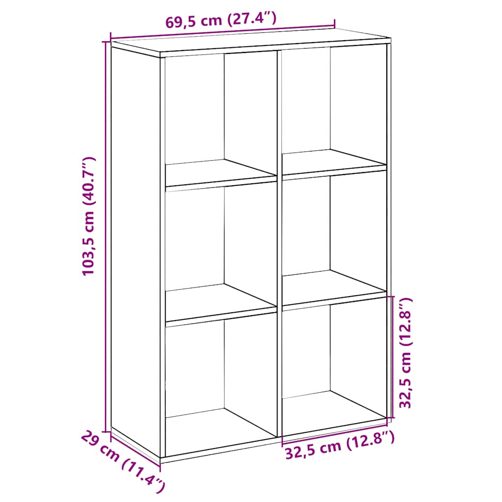 Pregrada / regal za knjige boja hrasta 69,5x29x103,5 cm drveni