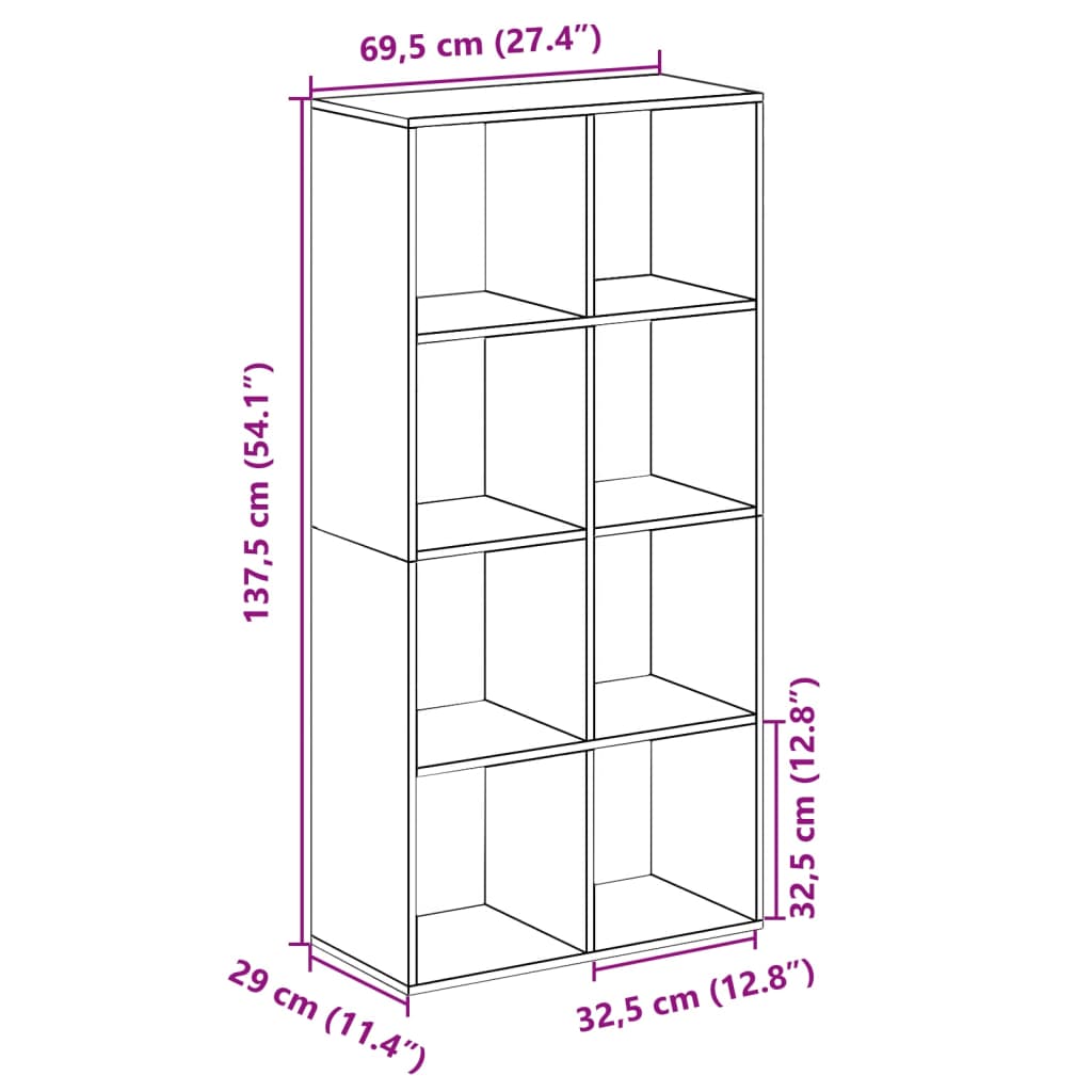 Pregrada / regal za knjige boja hrasta 69,5x29x137,5 cm drveni