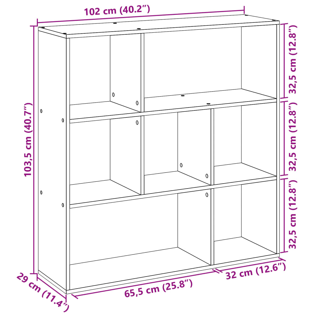 Sobna pregrada / regal za knjige crni 102x29x103,5 cm drveni