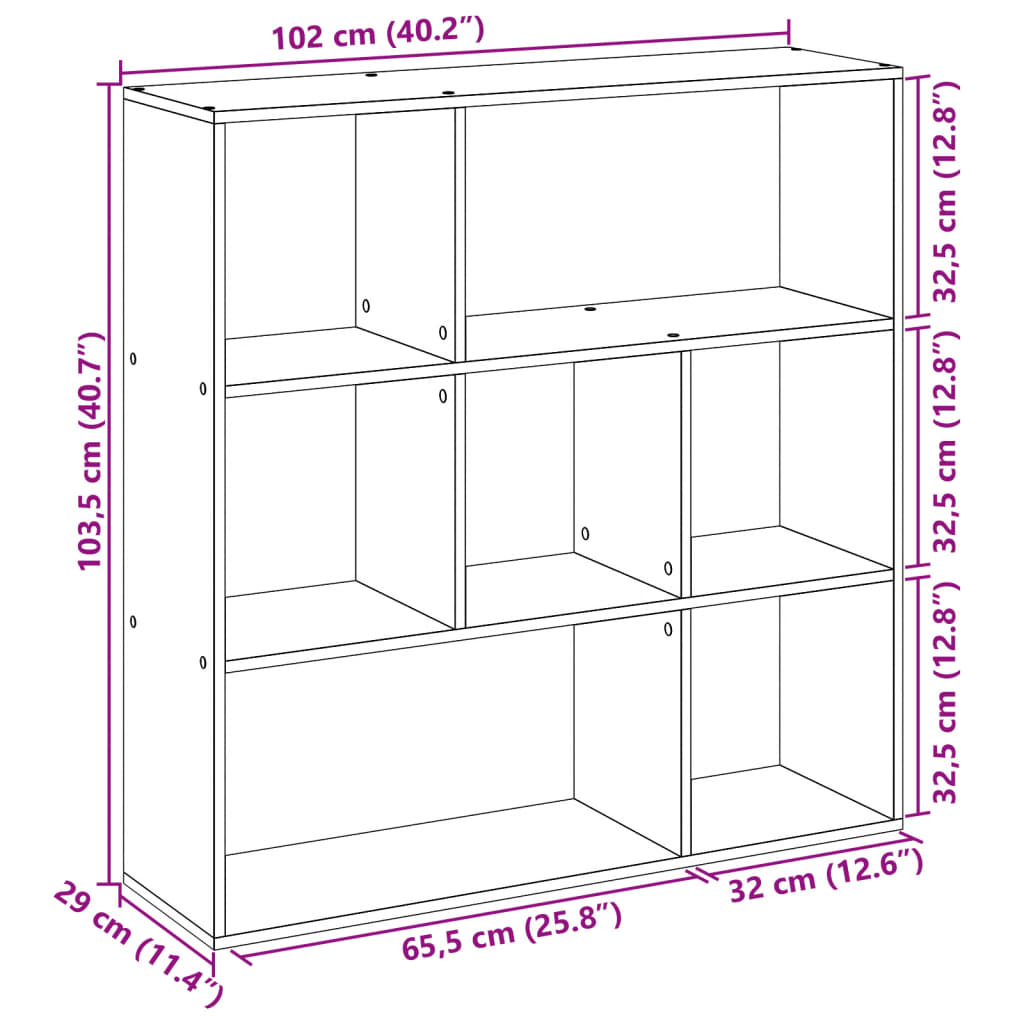 Pregrada / regal za knjige boja hrasta 102x29x103,5 cm drveni