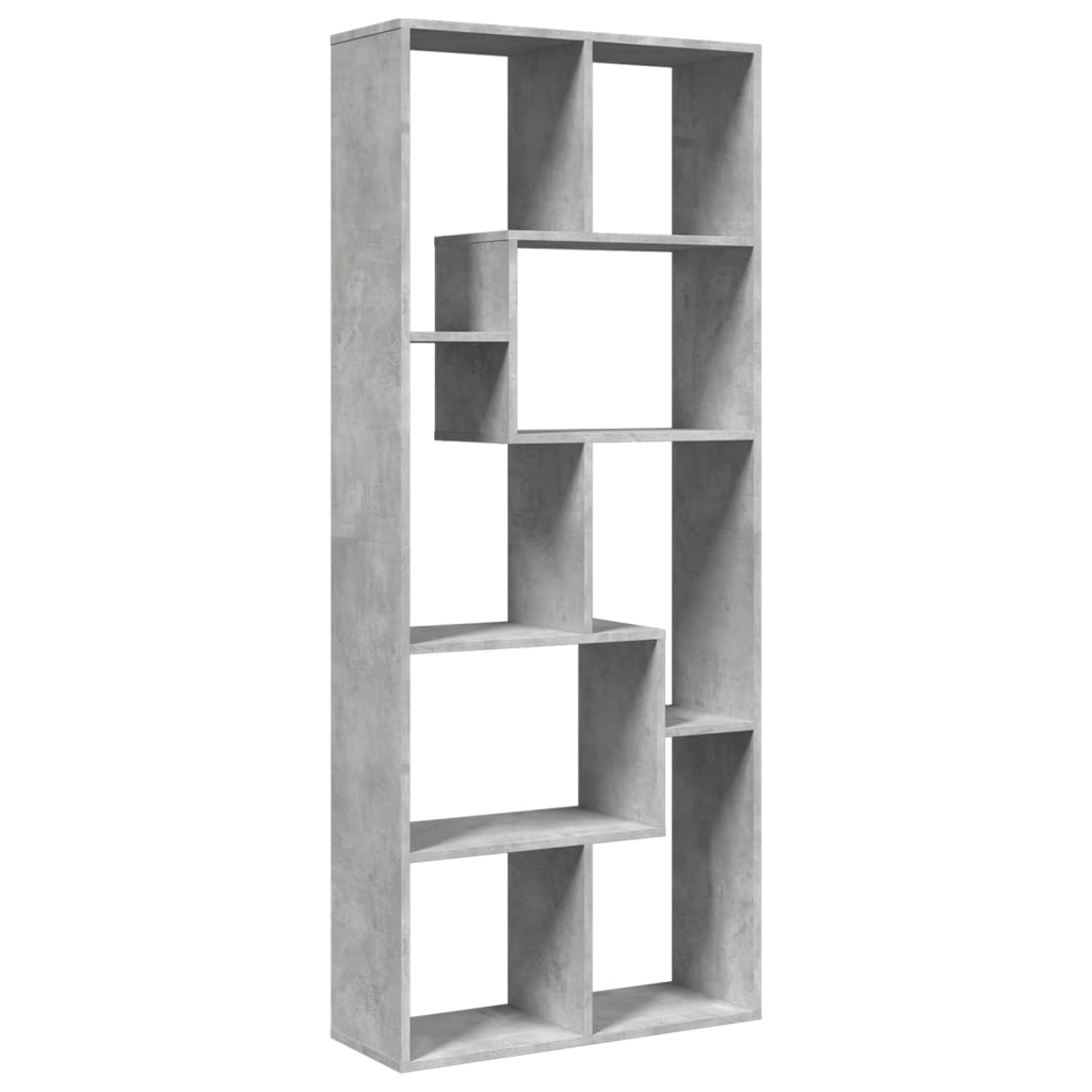 Sobna pregrada / regal za knjige sivi 67 x 25 x 161,5 cm drveni