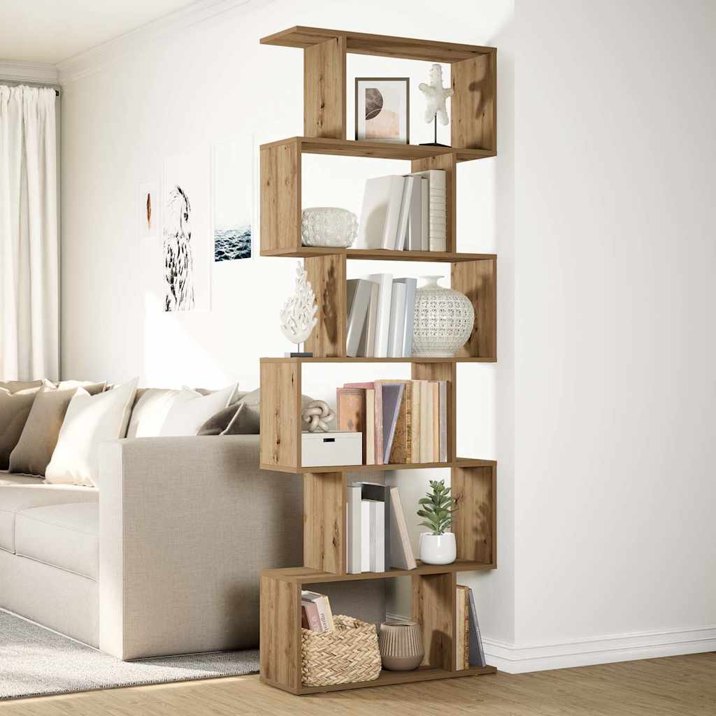 Pregrada / regal za knjige 6 razina hrast 70x24x193 cm drveni
