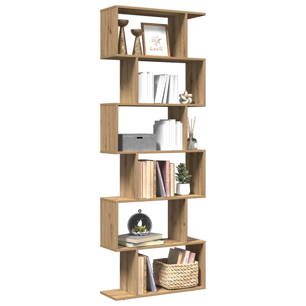 Pregrada / regal za knjige 6 razina hrast 70x24x193 cm drveni