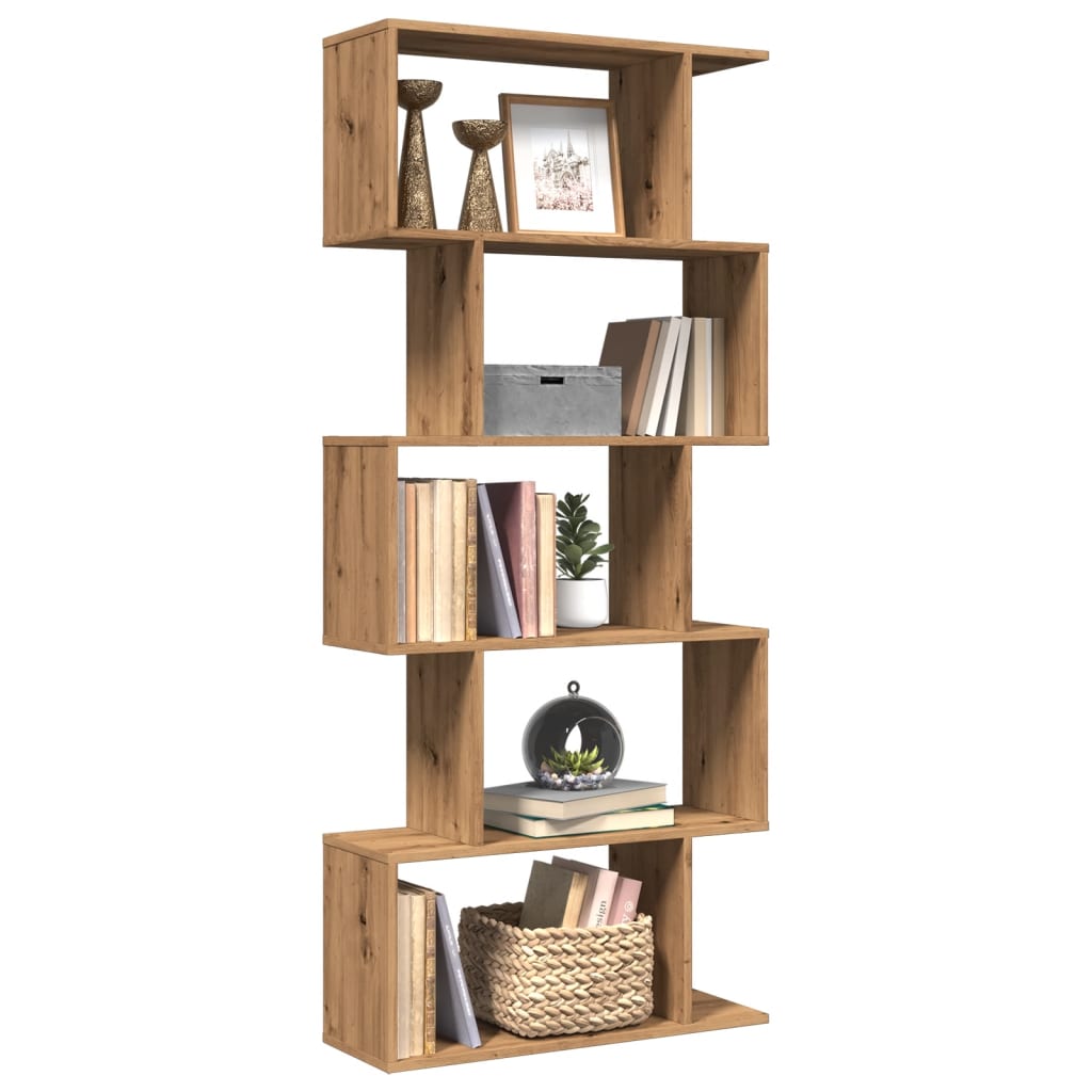 Pregrada / regal za knjige 5 razina hrast 70x24x161 cm drveni
