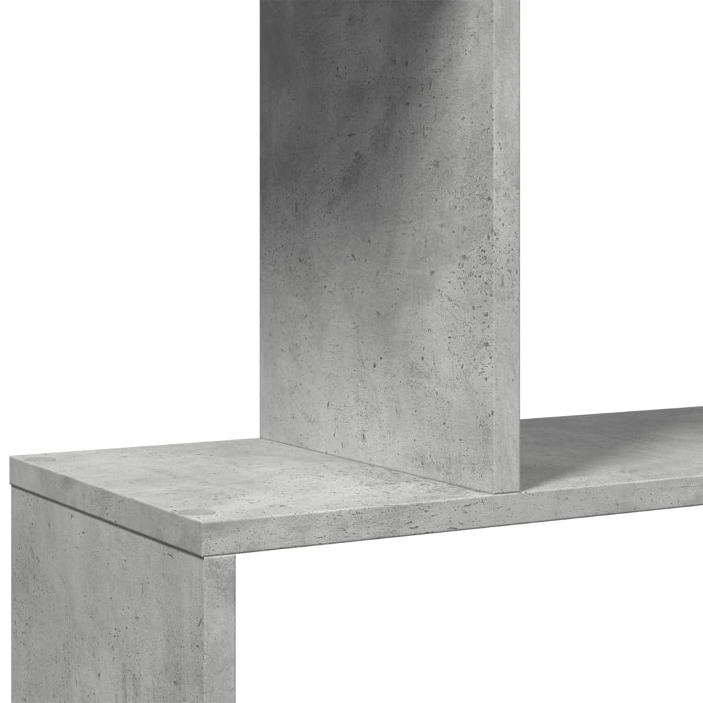 Pregrada / regal za knjige 4 razine sivi 70x24x129 cm drveni