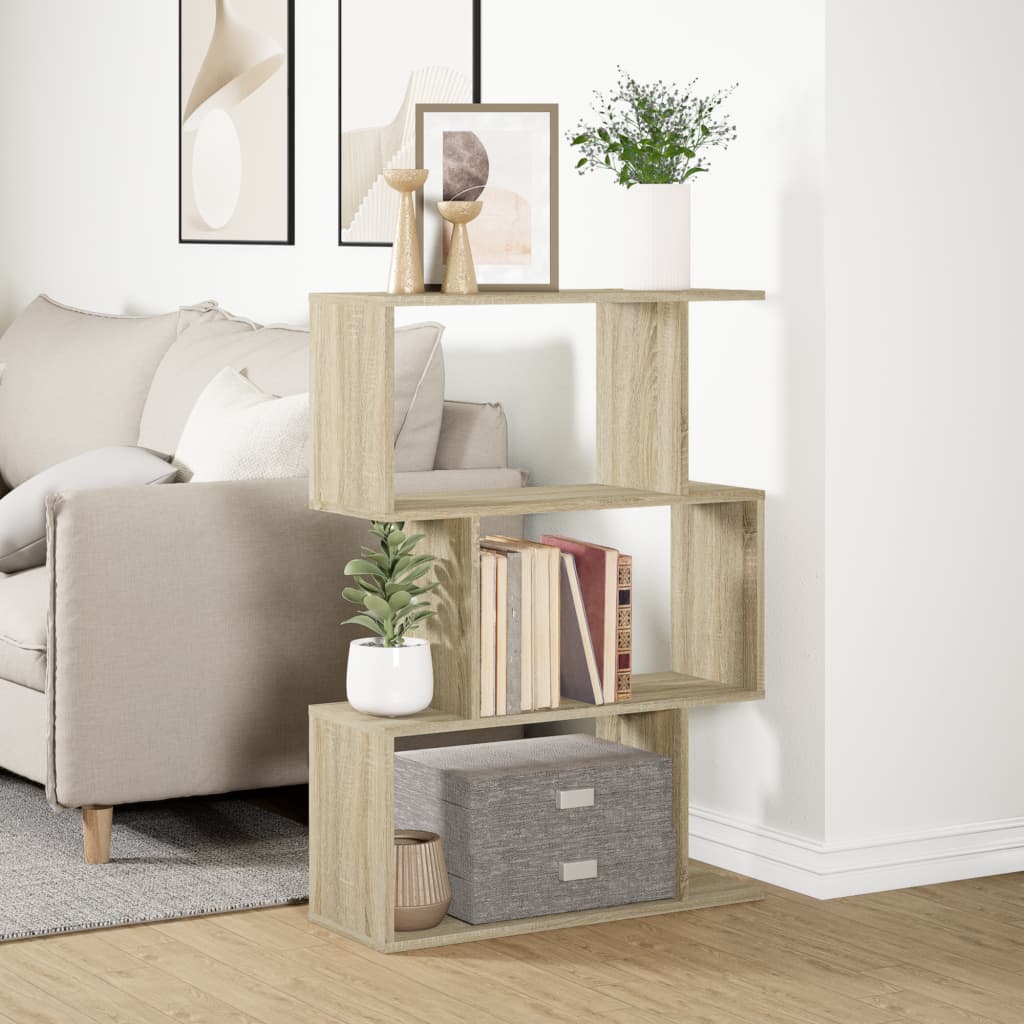 Pregrada / regal za knjige 3 razina hrast 70x24x97 cm drveni