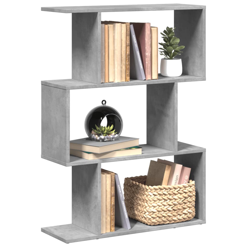 Pregrada / regal za knjige 3 razina sivi 70x24x97 cm drveni