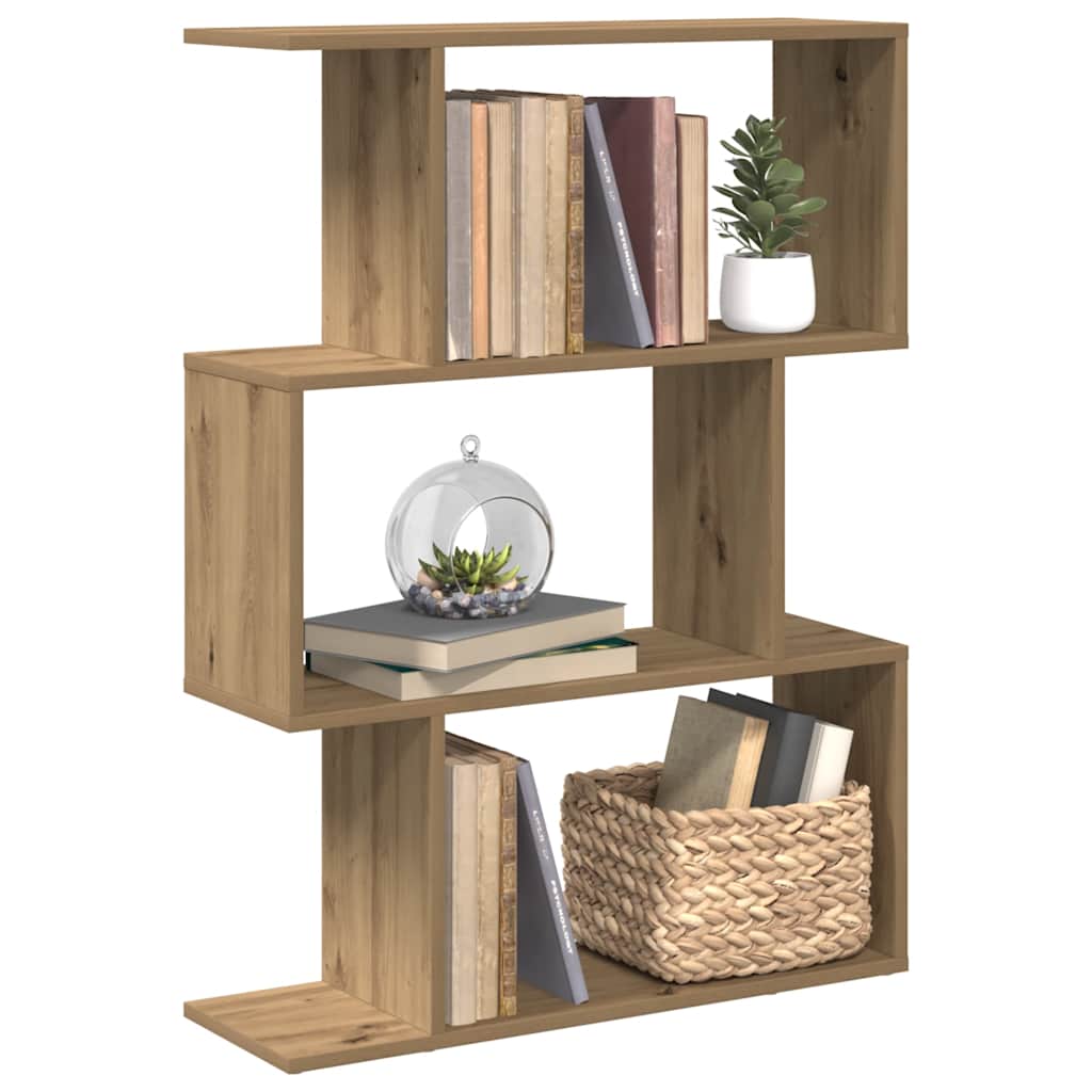 Pregrada / regal za knjige 3 razina hrast 70x24x97 cm drveni