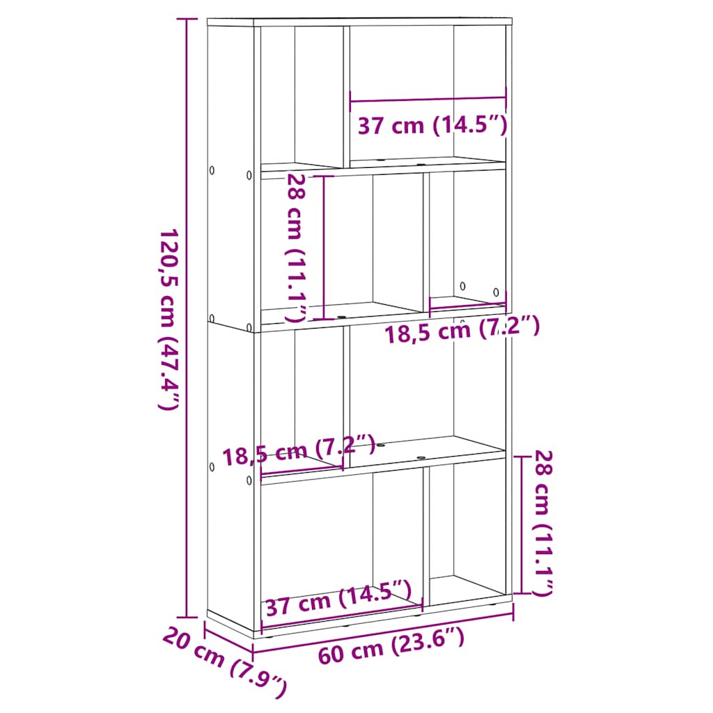 Regal za knjige boja hrasta 60x20x120,5 cm konstruirano drvo