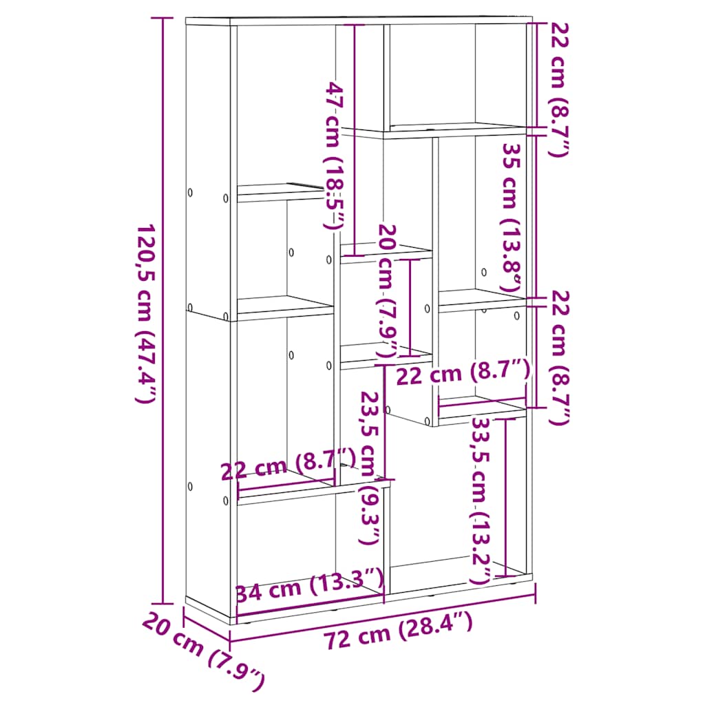 Regal za knjige boja betona 72 x 20 x 120,5 cm konstruirano drvo